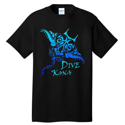 Dive Kona Hawaii Tribal Stingray Polynesian Tattoo Tall T-Shirt