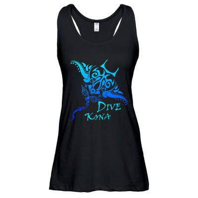Dive Kona Hawaii Tribal Stingray Polynesian Tattoo Ladies Essential Flowy Tank