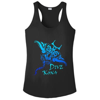 Dive Kona Hawaii Tribal Stingray Polynesian Tattoo Ladies PosiCharge Competitor Racerback Tank
