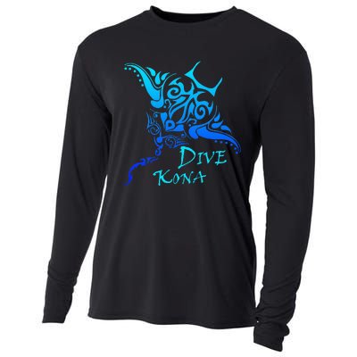 Dive Kona Hawaii Tribal Stingray Polynesian Tattoo Cooling Performance Long Sleeve Crew