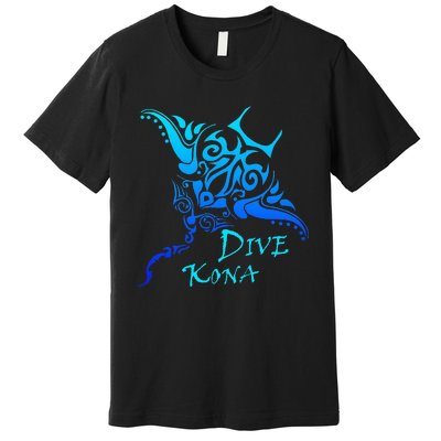 Dive Kona Hawaii Tribal Stingray Polynesian Tattoo Premium T-Shirt