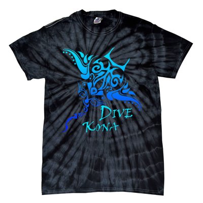 Dive Kona Hawaii Tribal Stingray Polynesian Tattoo Tie-Dye T-Shirt