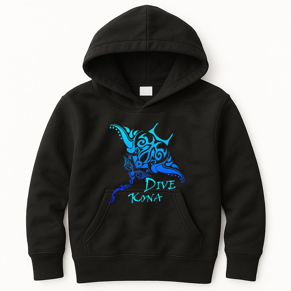 Dive Kona Hawaii Tribal Stingray Polynesian Tattoo Kids Hoodie