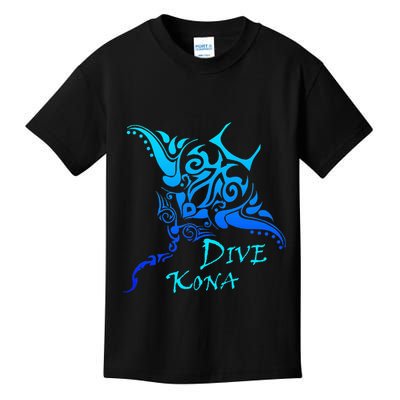 Dive Kona Hawaii Tribal Stingray Polynesian Tattoo Kids T-Shirt
