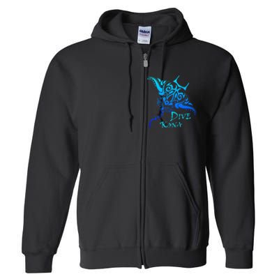 Dive Kona Hawaii Tribal Stingray Polynesian Tattoo Full Zip Hoodie