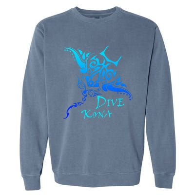 Dive Kona Hawaii Tribal Stingray Polynesian Tattoo Garment-Dyed Sweatshirt