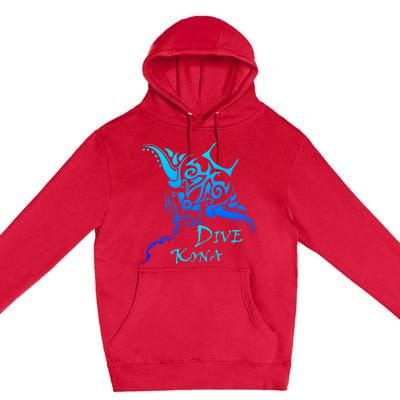 Dive Kona Hawaii Tribal Stingray Polynesian Tattoo Premium Pullover Hoodie