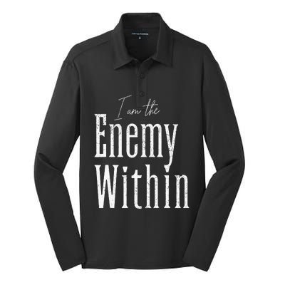 Democrat Kamala Harris Enemy Within Anti Trump Left Wing Silk Touch Performance Long Sleeve Polo