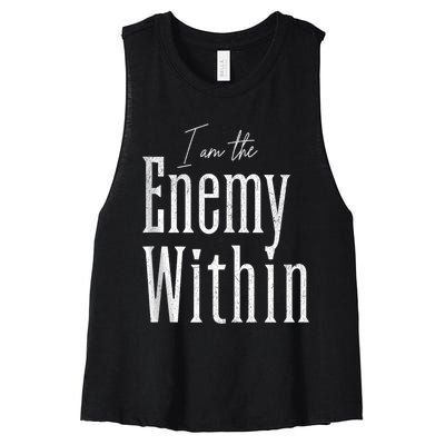 Democrat Kamala Harris Enemy Within Antitrump Left Wing Women's Racerback Cropped Tank