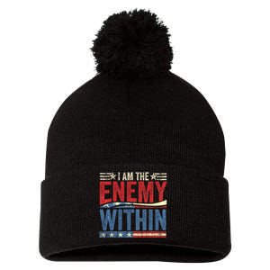 Democrat Kamala Harris Enemy Within Antitrump Left Wing Pom Pom 12in Knit Beanie