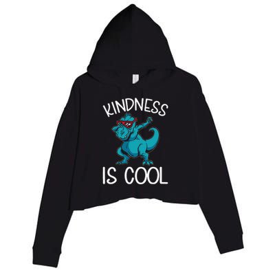 Dino Kindness Is Cool Kindness Crop Fleece Hoodie