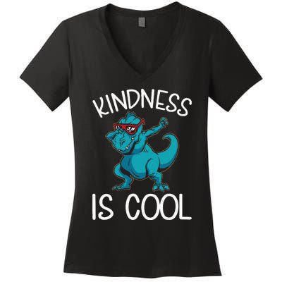 Dino Kindness Is Cool Kindness Women's V-Neck T-Shirt