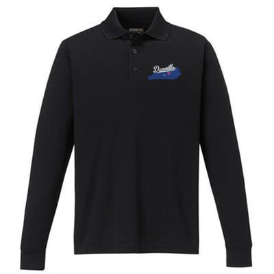 Danville Kentucky KY Map Performance Long Sleeve Polo