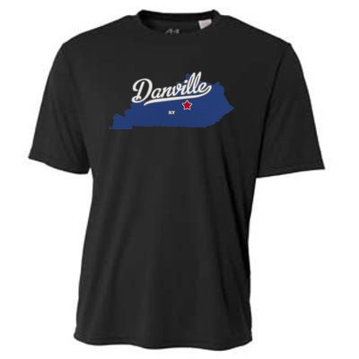 Danville Kentucky KY Map Cooling Performance Crew T-Shirt