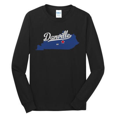 Danville Kentucky KY Map Tall Long Sleeve T-Shirt