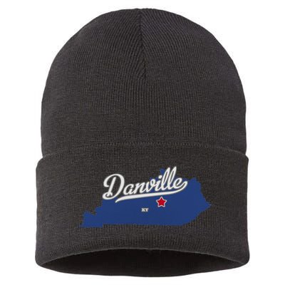 Danville Kentucky KY Map Sustainable Knit Beanie