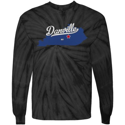 Danville Kentucky KY Map Tie-Dye Long Sleeve Shirt