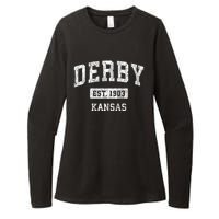 Derby Kansas Ks Vintage Sports Womens CVC Long Sleeve Shirt