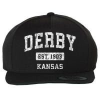 Derby Kansas Ks Vintage Sports Wool Snapback Cap