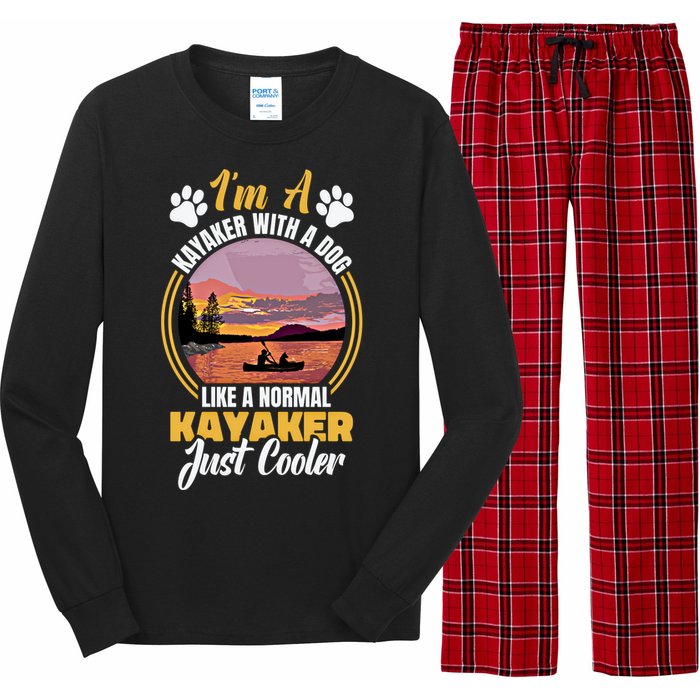 Dog Kayak Lake Kayaking With Dog Life Vest For Kayaking Dog Gift Long Sleeve Pajama Set