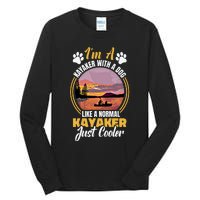 Dog Kayak Lake Kayaking With Dog Life Vest For Kayaking Dog Gift Tall Long Sleeve T-Shirt