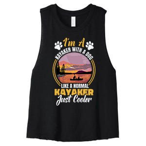 Dog Kayak Lake Kayaking With Dog Life Vest For Kayaking Dog Gift Women's Racerback Cropped Tank