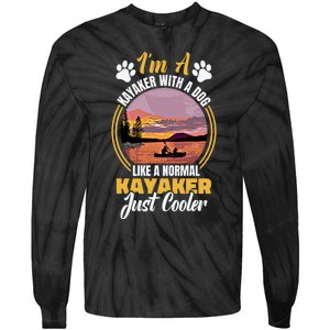 Dog Kayak Lake Kayaking With Dog Life Vest For Kayaking Dog Gift Tie-Dye Long Sleeve Shirt