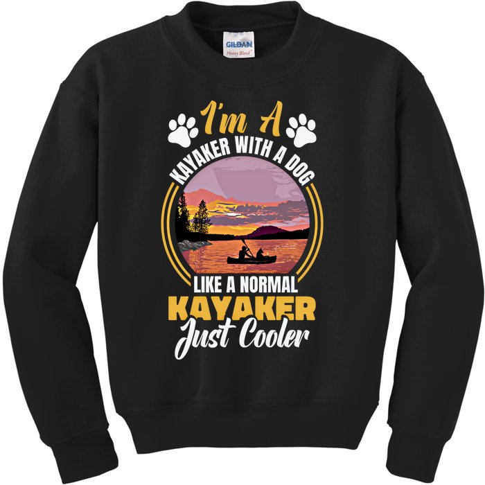 Dog Kayak Lake Kayaking With Dog Life Vest For Kayaking Dog Gift Kids Sweatshirt