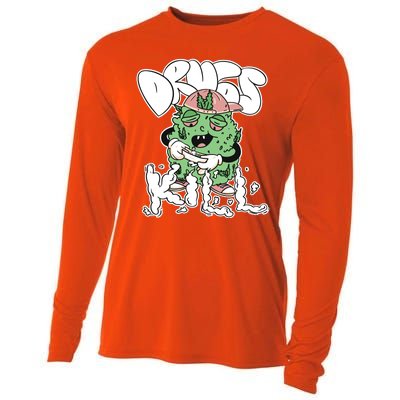 Drugs Kill Marijuana Bud Cartoon Cooling Performance Long Sleeve Crew