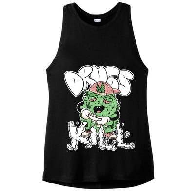 Drugs Kill Marijuana Bud Cartoon Ladies PosiCharge Tri-Blend Wicking Tank