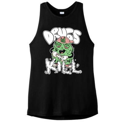 Drugs Kill Marijuana Bud Cartoon Ladies PosiCharge Tri-Blend Wicking Tank