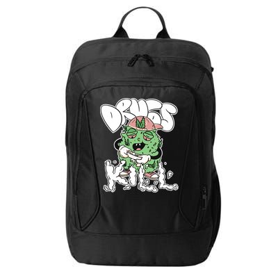 Drugs Kill Marijuana Bud Cartoon City Backpack