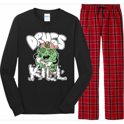 Drugs Kill Marijuana Bud Cartoon Long Sleeve Pajama Set