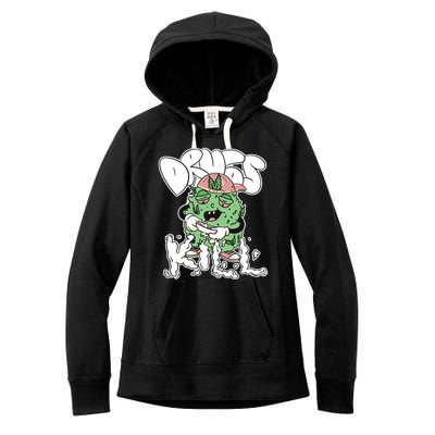 Drugs Kill Marijuana Bud Cartoon Women's Fleece Hoodie