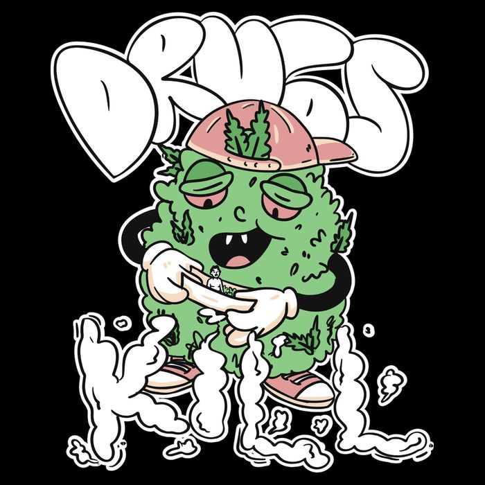 Drugs Kill Marijuana Bud Cartoon 16 in Basic Backpack