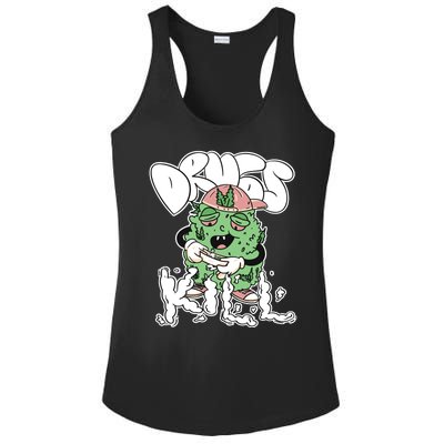 Drugs Kill Marijuana Bud Cartoon Ladies PosiCharge Competitor Racerback Tank