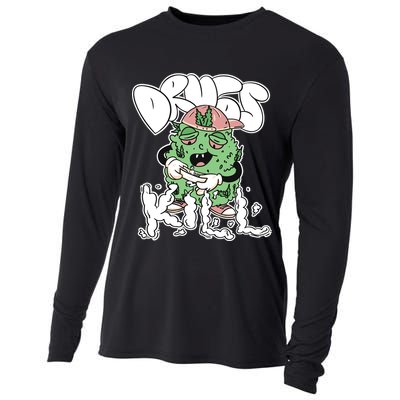 Drugs Kill Marijuana Bud Cartoon Cooling Performance Long Sleeve Crew