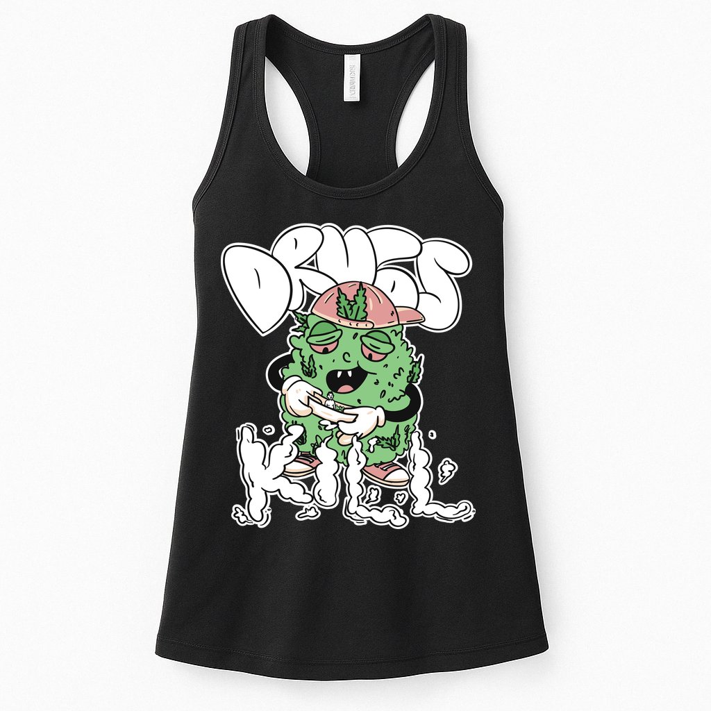 Drugs Kill Marijuana Bud Cartoon Womens Tank Top