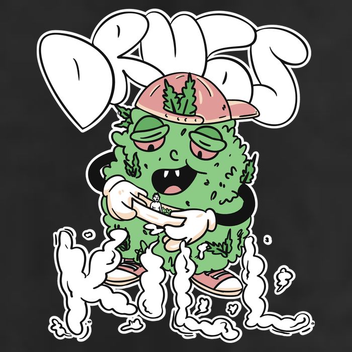 Drugs Kill Marijuana Bud Cartoon Trucker Hat