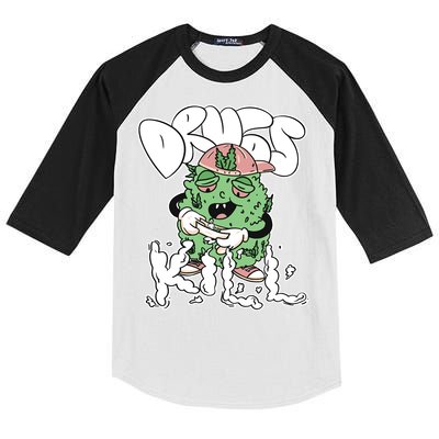 Drugs Kill Marijuana Bud Cartoon Kids Colorblock Raglan Jersey