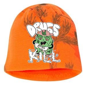 Drugs Kill Marijuana Bud Cartoon Kati - Camo Knit Beanie