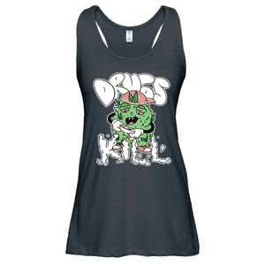 Drugs Kill Marijuana Bud Cartoon Ladies Essential Flowy Tank