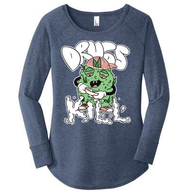 Drugs Kill Marijuana Bud Cartoon Women's Perfect Tri Tunic Long Sleeve Shirt