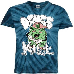 Drugs Kill Marijuana Bud Cartoon Kids Tie-Dye T-Shirt