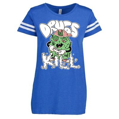 Drugs Kill Marijuana Bud Cartoon Enza Ladies Jersey Football T-Shirt