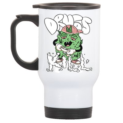 Drugs Kill Marijuana Bud Cartoon Stainless Steel Travel Mug