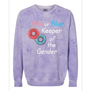 Donuts Keeper Of The Gender Baby Gender Reveal Party Shower Colorblast Crewneck Sweatshirt