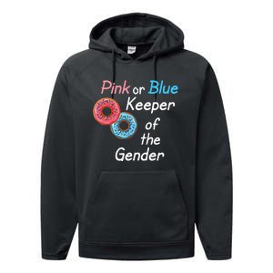 Donuts Keeper Of The Gender Baby Gender Reveal Party Shower Performance Fleece Hoodie