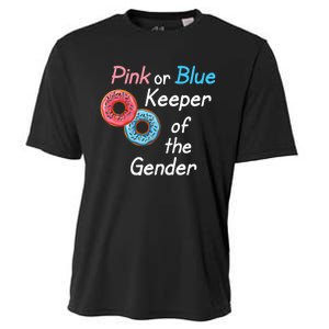 Donuts Keeper Of The Gender Baby Gender Reveal Party Shower Cooling Performance Crew T-Shirt