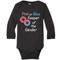 Donuts Keeper Of The Gender Baby Gender Reveal Party Shower Baby Long Sleeve Bodysuit